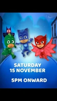 Blue Joyful Pj Mask Birthday Invitation Digit Digital Display (9:16) template