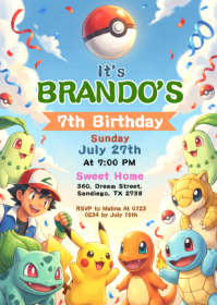 Bleu Birthday Party Invitation A6 Template