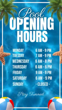 Blue Joyful Pool Opening Hours Instagram Story Video template
