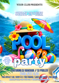 Blue Pool Party A6 Template