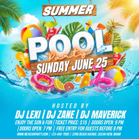 Blue Joyful Pool Party Instagram Post Video template