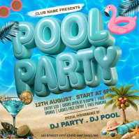 Blue Pool Party Instagram-Beitrag Template