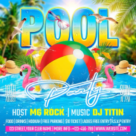 Blue Joyful Pool Party Instagram Post Video template