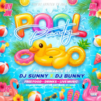 Blue Joyful Pool Party Instagram Post Video template