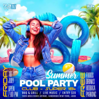 Blue Pool Party Instagram-opslag Template