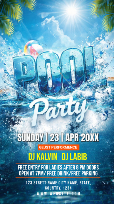 Blue Joyful Pool Party Instagram Story Template | PosterMyWall