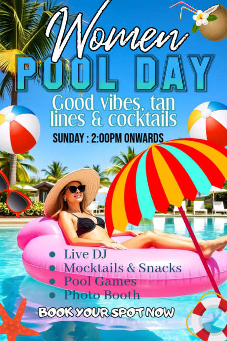 Blue joyful pool party poster Template | PosterMyWall