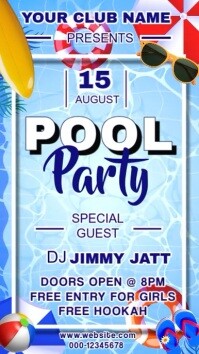 Blue Joyful Pool Party Video Advert Template  Digital Display (9:16)