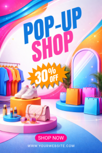 Blue Joyful Pop-Up Shop Sale Poster template