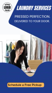 Blue Joyful Premium Laundry Service Pickup Ad Facebook Story template