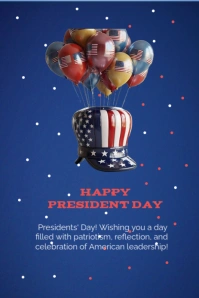 Blue Joyful President Day Celebration  Pinterest Graphic template