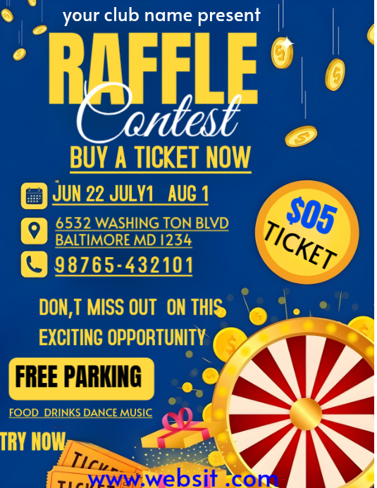 Plantilla de Azul Raffle Contest Folletos | PosterMyWall