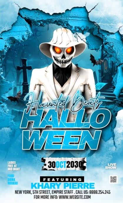 Blue Joyful Scary Ghost Halloween Event Flyer Us Legal Template ...
