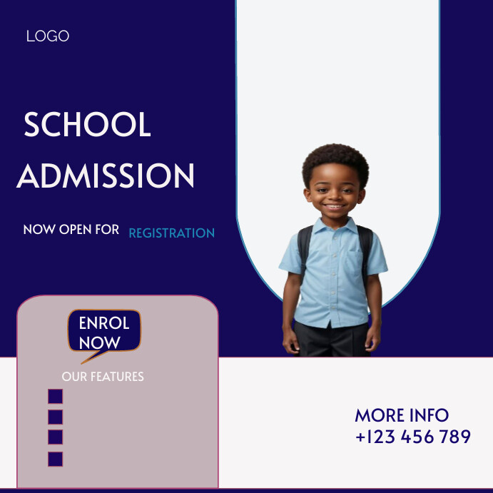 Blue Joyful School Admission Instagram Post Template | PosterMyWall