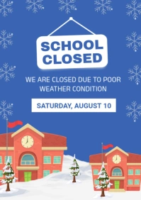 Blue Joyful  School Closed A4 template