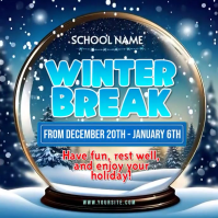 Blue Joyful School Holiday Notice | Winter Break Announcement  Square (1:1) template
