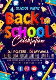 สีม่วง Back to School Celebration A1 Template