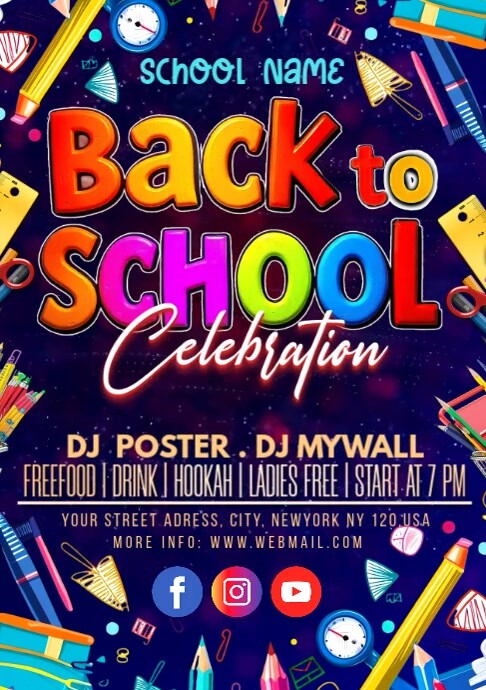 Blue Joyful  School Posters A1 template