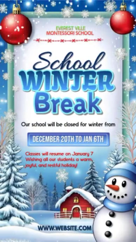 Blue Joyful School Winter Break Announcement  Instagram Story template