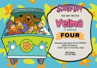 Blue Joyful Scooby Doo Birthday A4 template