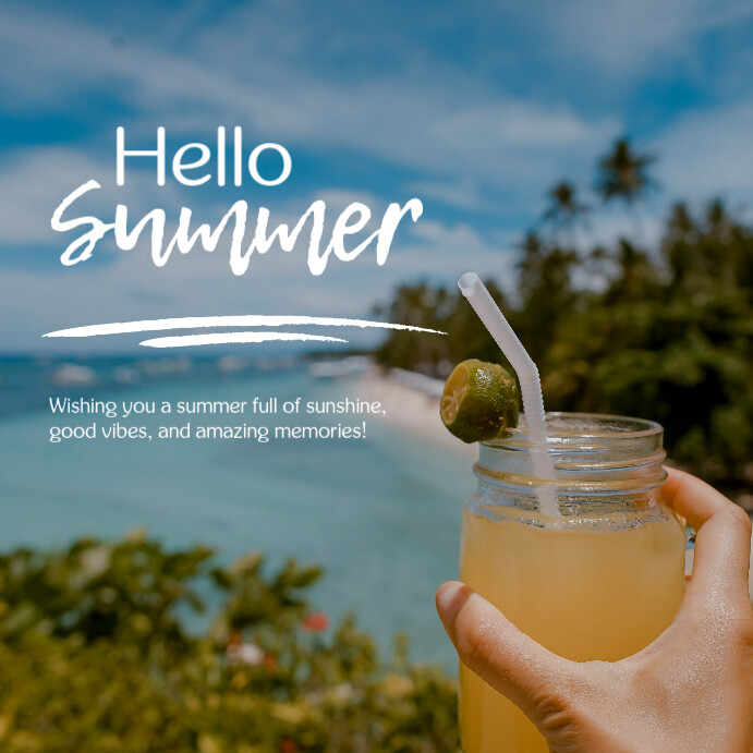Blue Joyful Sea Beach Summer Instagram Post Template | PosterMyWall