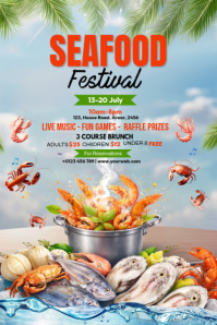 Blue Joyful Seafood Festival Pinterest Graphic template
