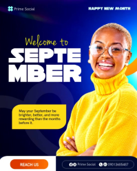 Fioletowy September Welcome Message Instagram Portrait Template