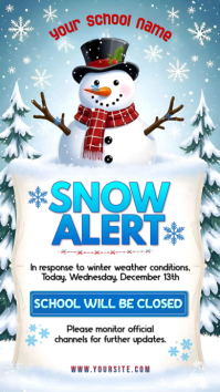 Blue Joyful Snow Alert School Closure Announcement  Instagram Story template