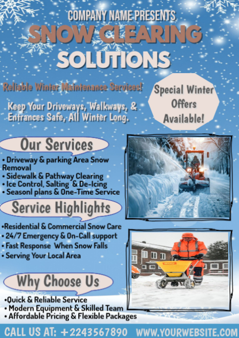 Blue Snow Clearing Services A6 Template | PosterMyWall