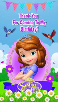 Blue Joyful sofia Birthday Thank You card/gift tag/tags Visitkort template