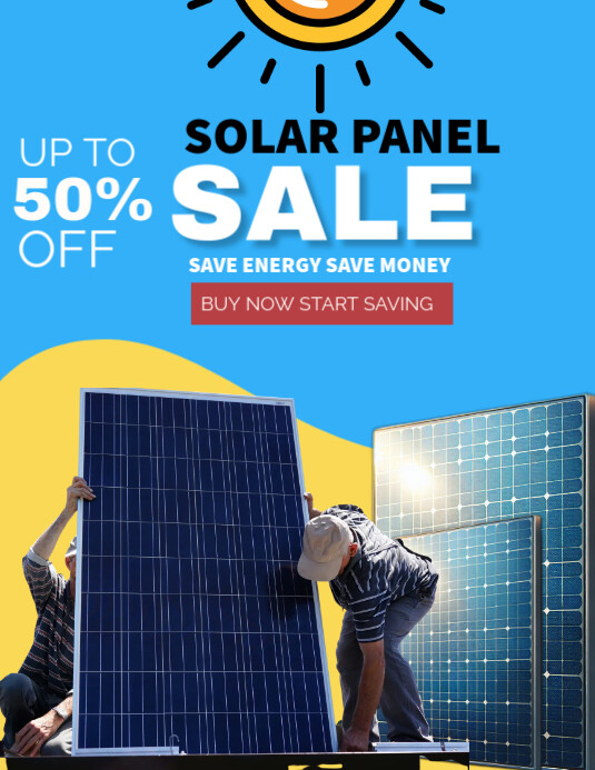 Solar Dealflyer Blue Joyful Solar Panel Sale Flyer (us Letter) Template | PosterMyWall