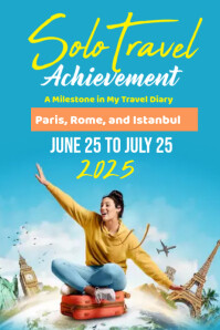 Azul Solo Travel Achievement Poster Template