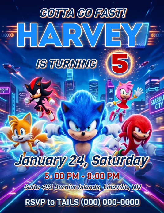 Modèle Blue Joyful Sonic the Hedgehog Birthday Party Flyer | PosterMyWall