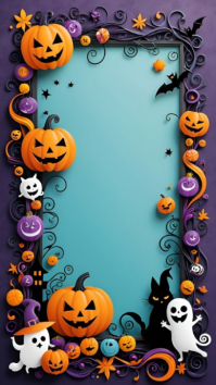 Blue Joyful Spooky Halloween Frame  Instagram Story template