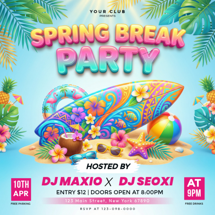 Spring Break Party Instagram Ad Template | PosterMyWall