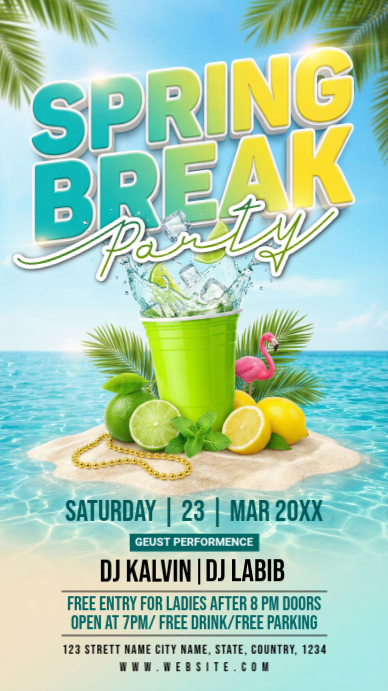 Blue Joyful Spring Break Party Instagram Story Template | PosterMyWall