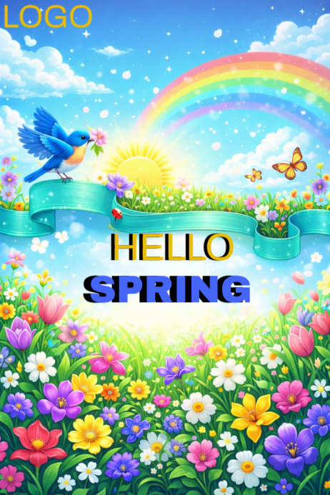 Blue Joyful Spring Celebration Poster Template | PosterMyWall