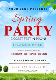 Blue Joyful Spring Party Design A1 template