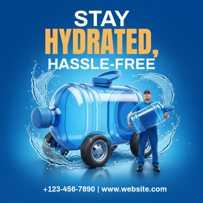Blue Joyful Stay Hydrated Instagram Post Template | PosterMyWall
