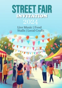 Blue Joyful Street Fair Invitation A2 template