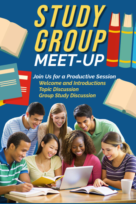 Plantilla de Blue Joyful Study Group Meetup Poster | PosterMyWall