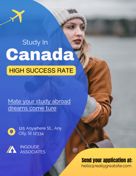 Blue Joyful Study In Canada Now Apply Here Come First 2026 Flyer (us ...