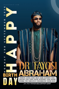 Blue Joyful Stylish Birthday  Poster Affiche template