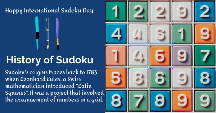 Blue Joyful Sudoku Day Facebook Ad template