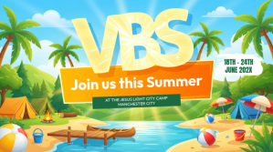 Blue Joyful Summer Camp Digital Display Affichage numérique (16:9) template