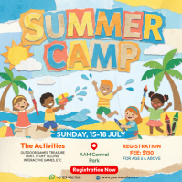 Blue Joyful Summer Camp Instagram Post template