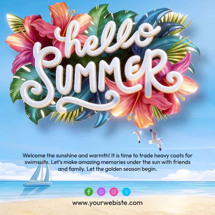 Blue Joyful Summer Celebration Instagram Post Video Template | PosterMyWall