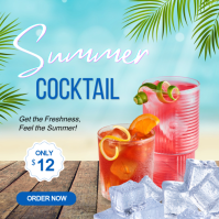 Blue Joyful Summer Cocktail Promotion Instagram Post Iphosti le-Instagram template