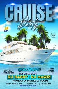 Blue Joyful Summer Cruise Party Flyer Half Page Wide template