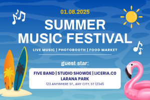 Blue Joyful Summer Music Festival Label Etiket template